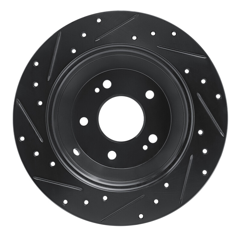 Kia Sorento Brake Rotor (1) - Rear Right - R1 Concepts - Drilled & Slotted - Black - `15-`20